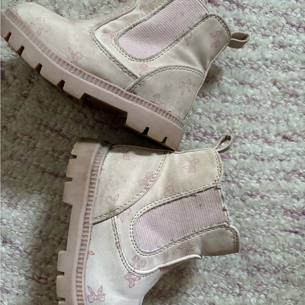 Kids Pink Butterfly Boots